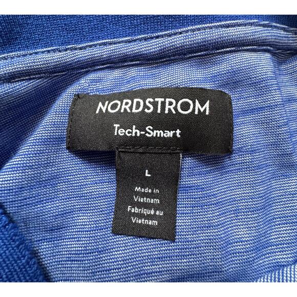 Nordstrom Polo Shirt Mens Large Tech Smart Heathered Blue Short Sleeve V Neck - Picture 3 of 7